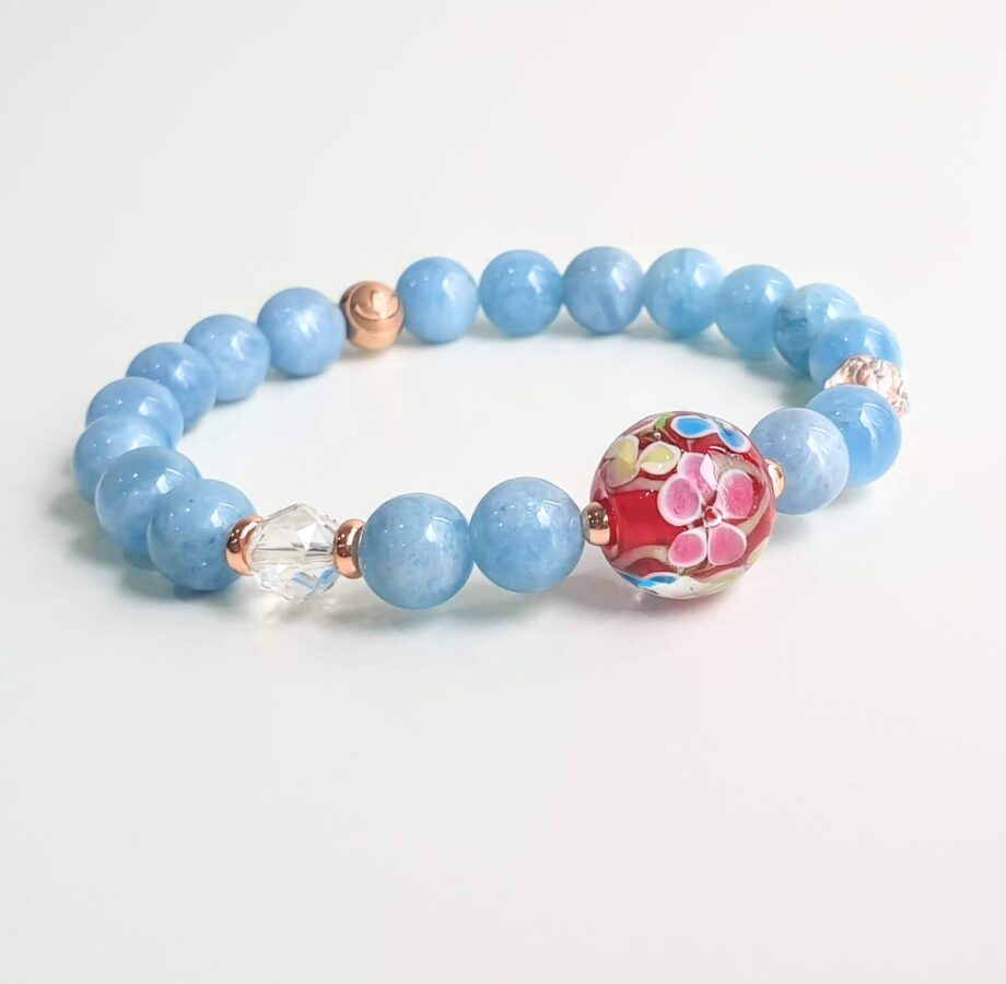 Tonbodama Empower Aquamarine + Clear Quartz Crystal Bracelet