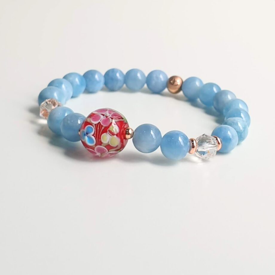 Tonbodama Empower Aquamarine + Clear Quartz Crystal Bracelet