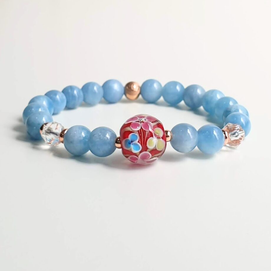 Tonbodama Empower Aquamarine + Clear Quartz Crystal Bracelet