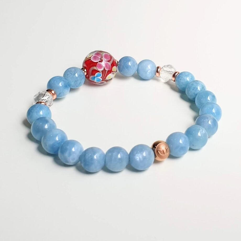 Tonbodama Empower Aquamarine + Clear Quartz Crystal Bracelet