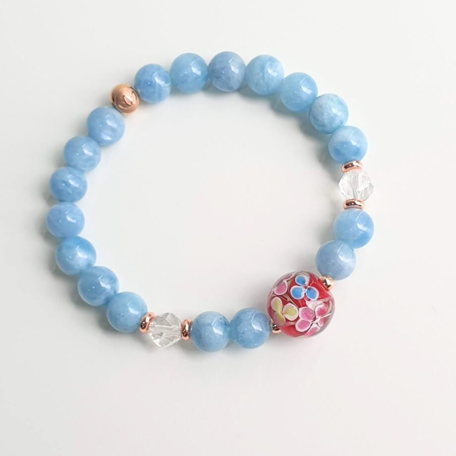 Tonbodama Empower Aquamarine + Clear Quartz Crystal Bracelet