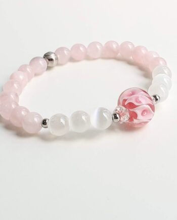 Tonbodama Petite Rose Quartz + Selenite Crystal Bracelet
