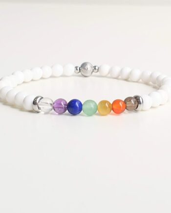 Stackable 7 Chakra - White Agate (S) Crystal Bracelet