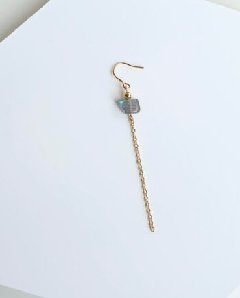 Single Earring Hook Minimalist Labradorite Chain