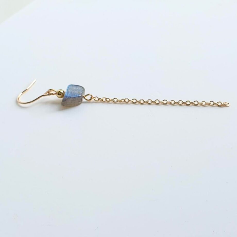 Single Earring Hook Minimalist Labradorite Chain