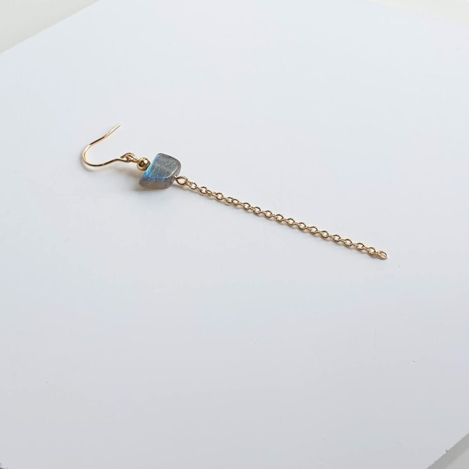 Single Earring Hook Minimalist Labradorite Chain