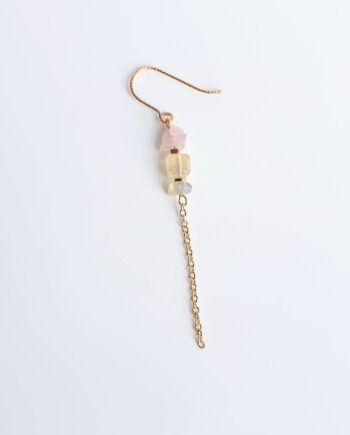 Single Earring Hook Rose Quartz +Citrine+ Labradorite Crystal Earring