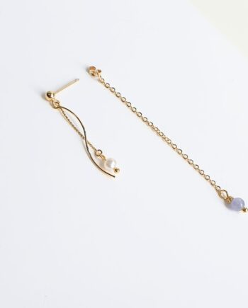 Single Earring Pearl + Tanzanite Drop