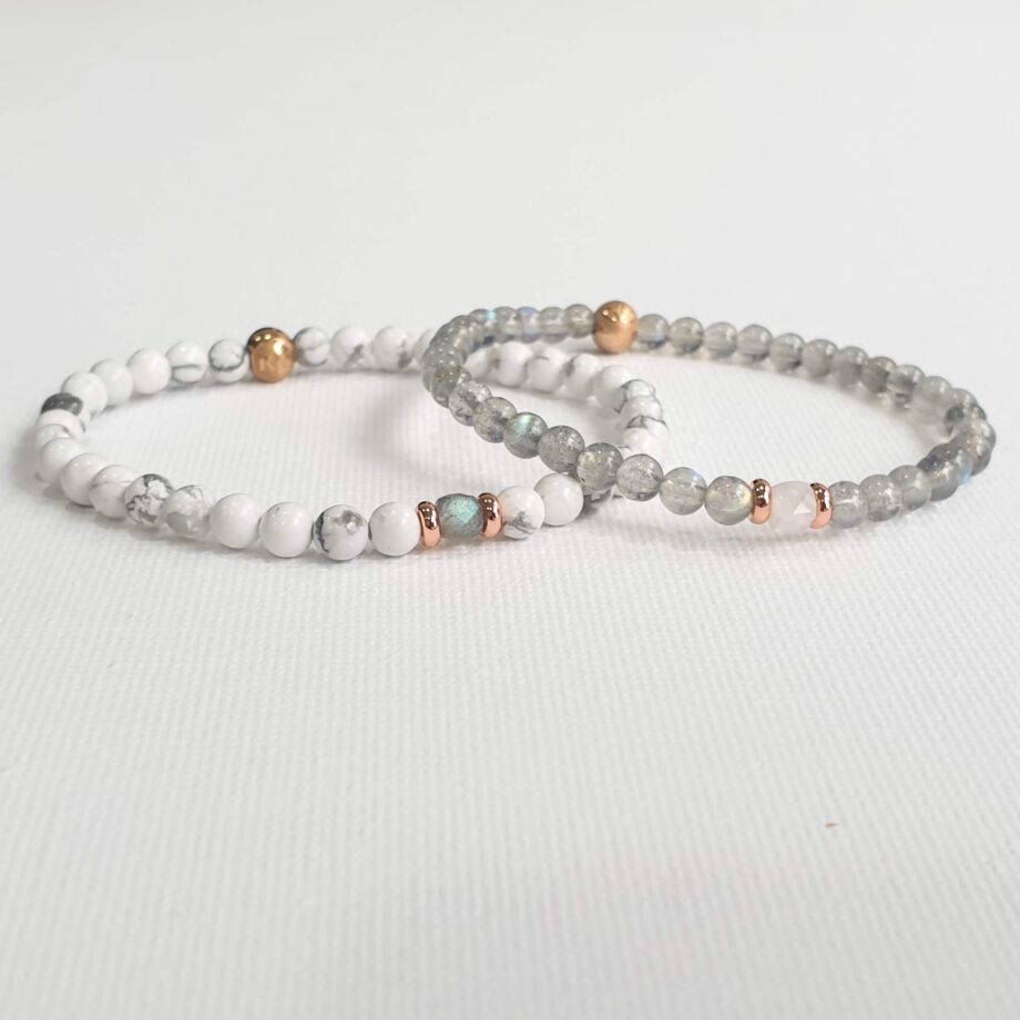 Stackable Howlite + Moonstone (C) Crystal Bracelet