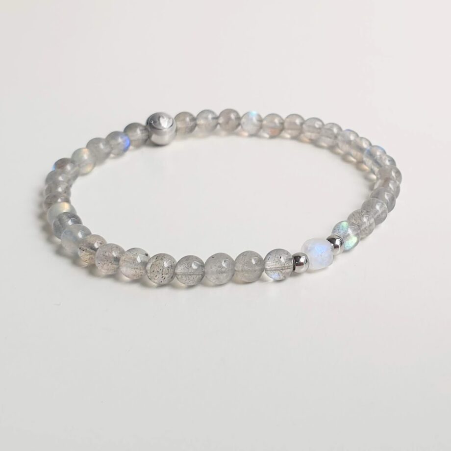 Stackable Labradorite + Moonstone (C) Crystal Bracelet