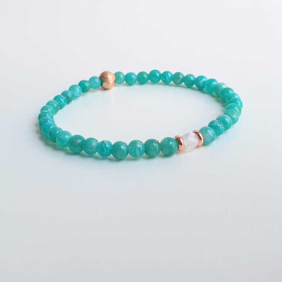 Stackable Amazonite + Moonstone (C) Crystal Bracelet