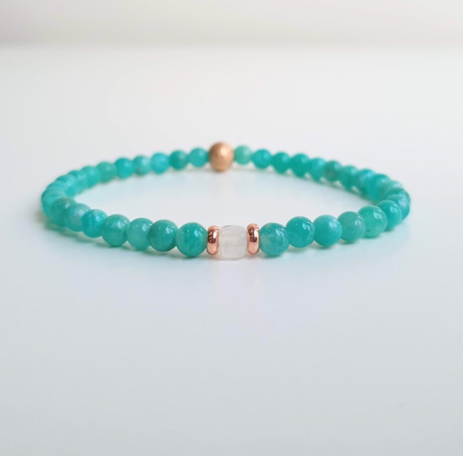 Stackable Amazonite + Moonstone (C) Crystal Bracelet