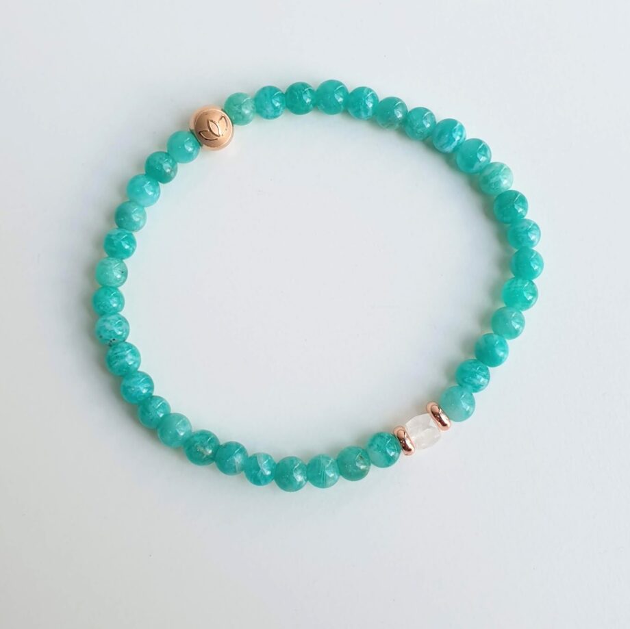 Stackable Amazonite + Moonstone (C) Crystal Bracelet