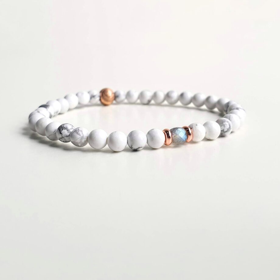 Stackable Howlite + Moonstone (C) Crystal Bracelet