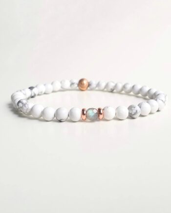 Stackable Howlite + Moonstone (C) Crystal Bracelet