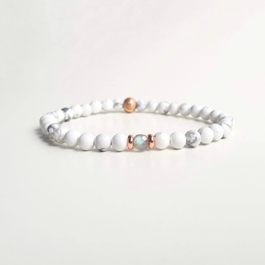 Stackable Howlite + Moonstone (C) Crystal Bracelet