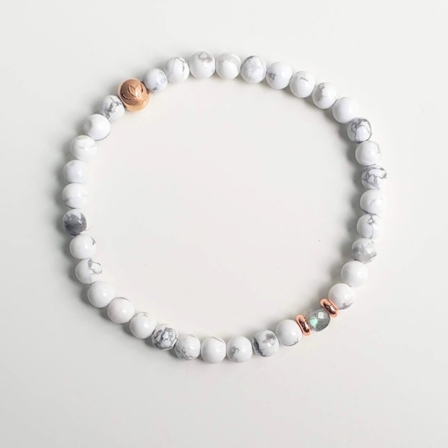 Stackable Howlite + Moonstone (C) Crystal Bracelet