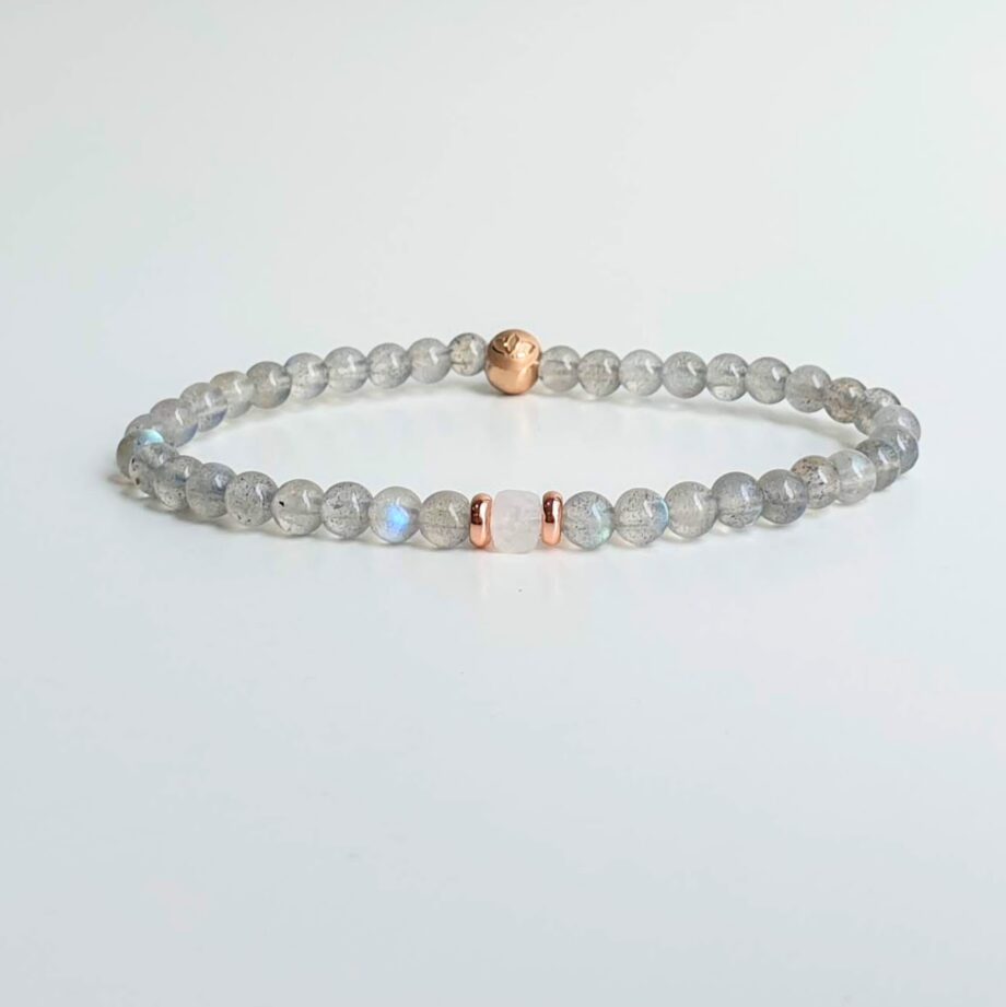 Stackable Labradorite + Moonstone (C) Crystal Bracelet