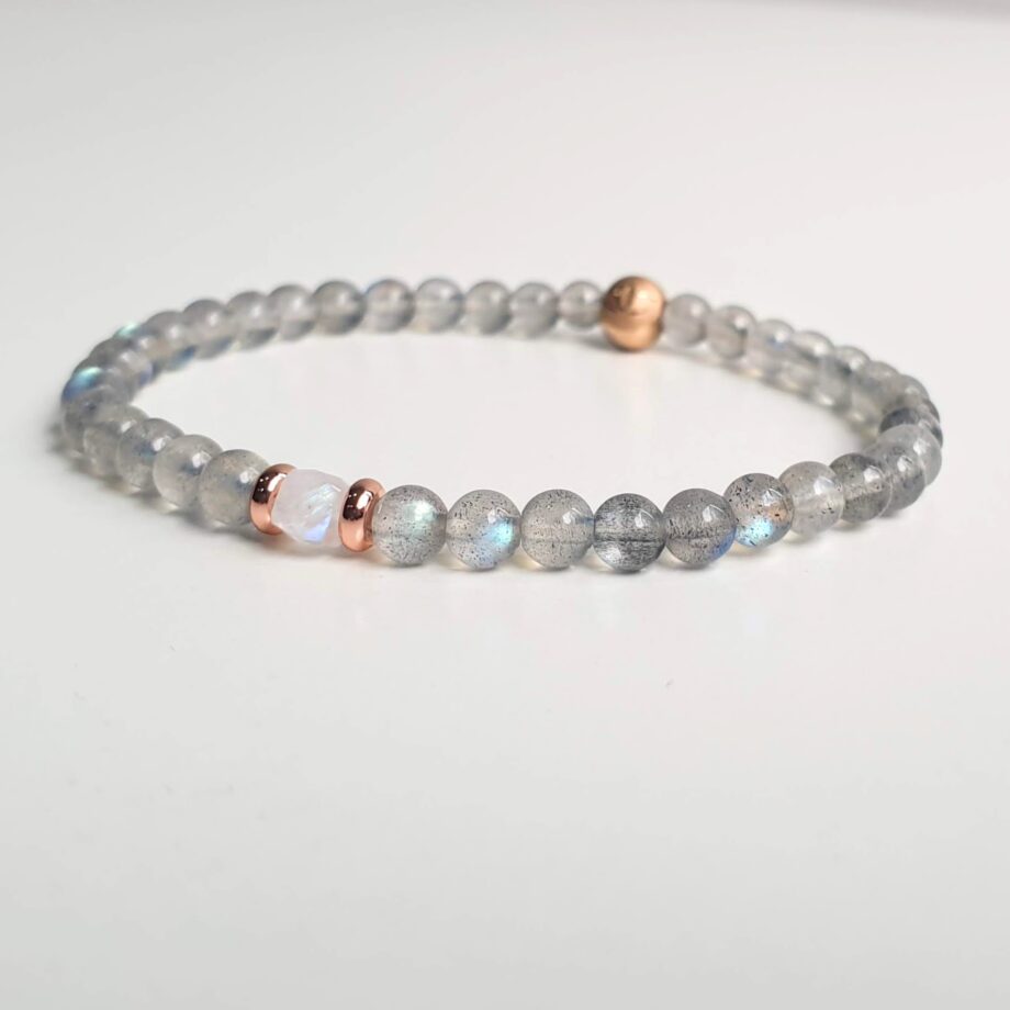 Stackable Labradorite + Moonstone (C) Crystal Bracelet