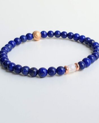 Stackable Lapis Lazuli + Moonstone (C) Crystal Bracelet
