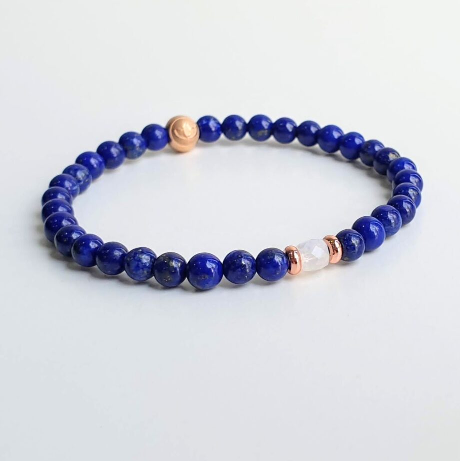 Stackable Lapis Lazuli + Moonstone (C) Crystal Bracelet