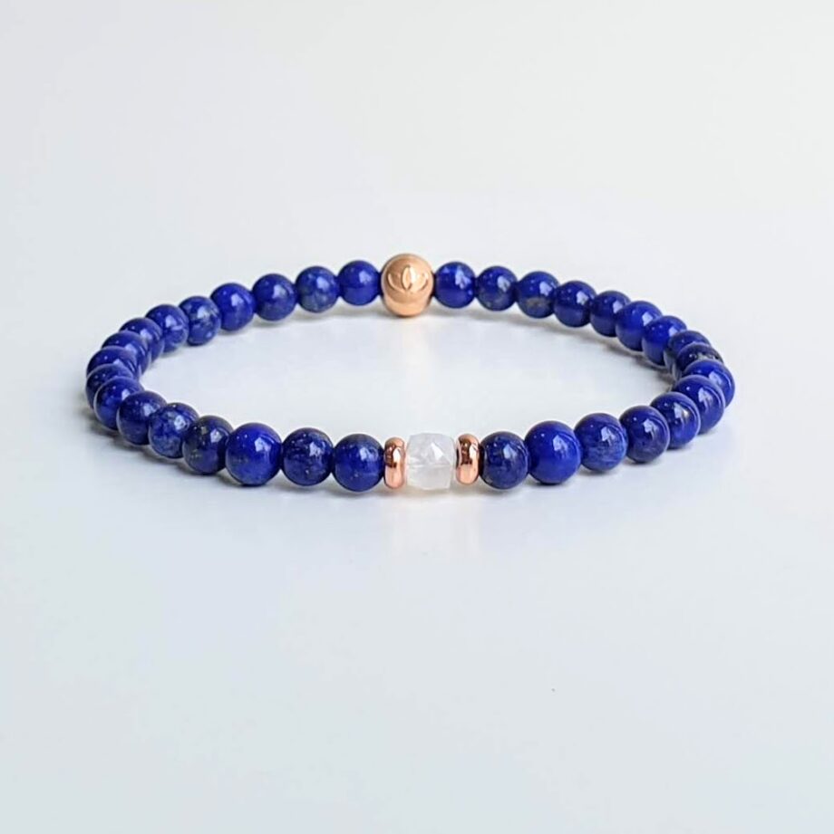 Stackable Lapis Lazuli + Moonstone (C) Crystal Bracelet