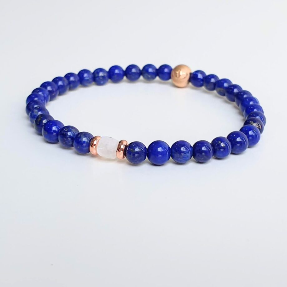 Stackable Lapis Lazuli + Moonstone (C) Crystal Bracelet