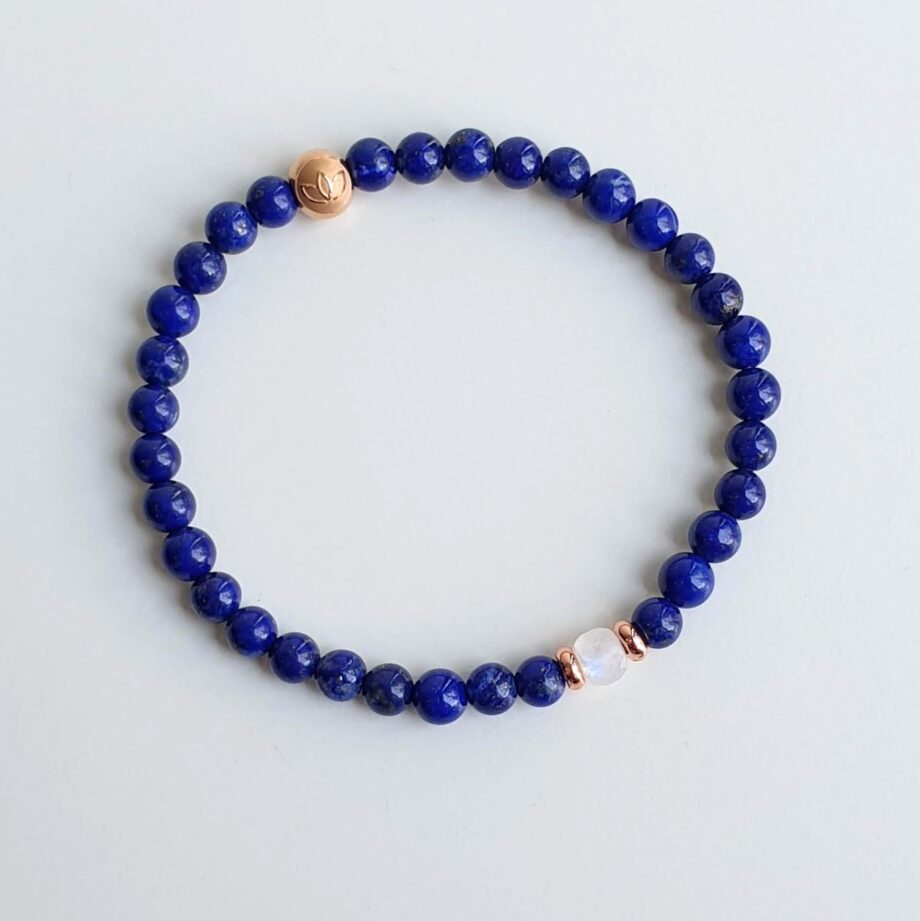 Stackable Lapis Lazuli + Moonstone (C) Crystal Bracelet