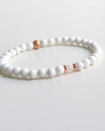 Stackable White Agate + Moonstone (C) Crystal Bracelet