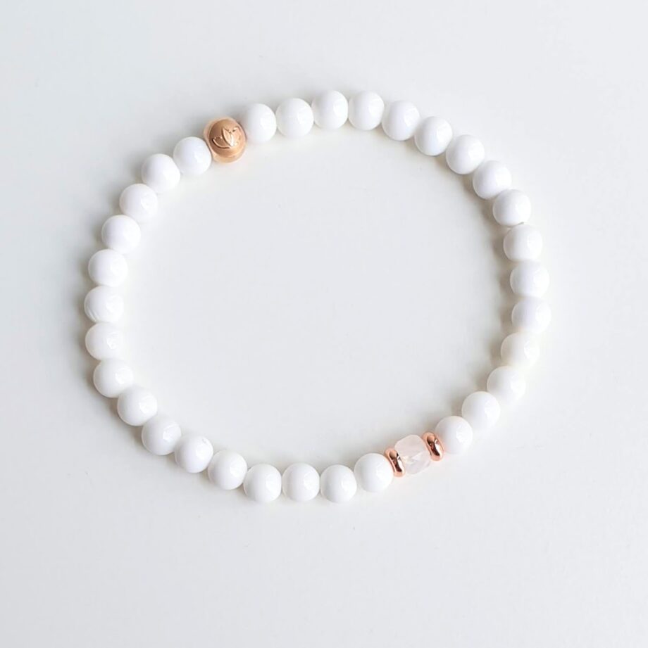 Stackable White Agate + Moonstone (C) Crystal Bracelet