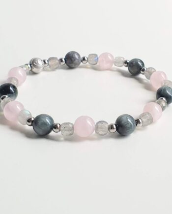 Petite Eagle's Eye + Rose Quartz + Labradorite Crystal Bracelet