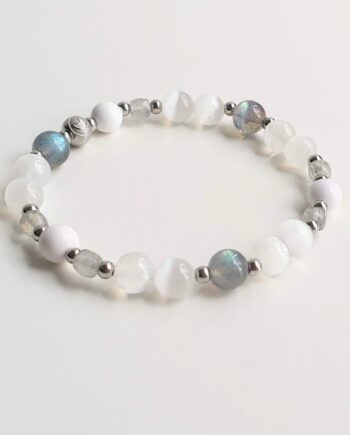 Petite Selenite + White Agate + Labradorite Crystal Bracelet