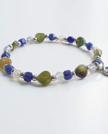 Stackable Green Tourmaline + Sodalite + Labradorite Crystal Bracelet