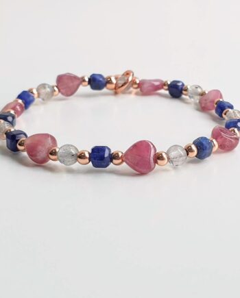 Stackable Pink Tourmaline + Sodalite + Labradorite Crystal Bracelet