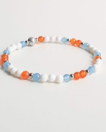 Stackable White Agate + Carnelian + Aquamarine Crystal Bracelet