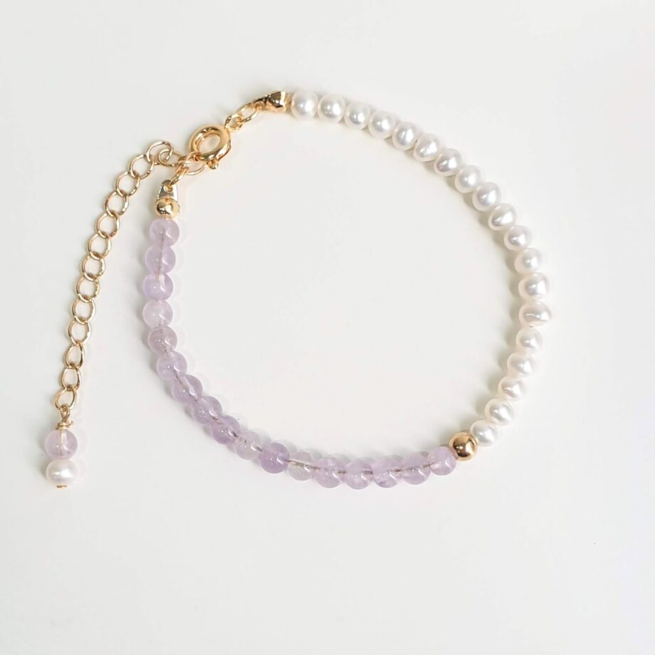 Chain Amethyst + Pearl Crystal Bracelet