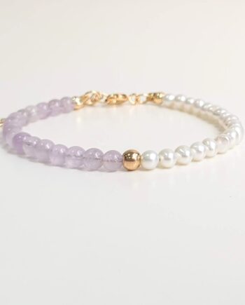 Chain Amethyst + Pearl Crystal Bracelet