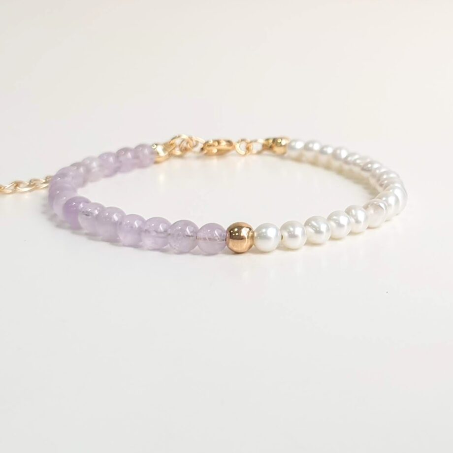 Chain Amethyst + Pearl Crystal Bracelet