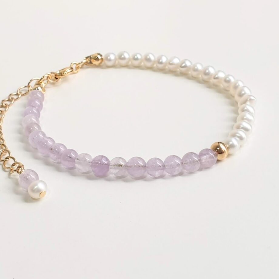 Chain Amethyst + Pearl Crystal Bracelet