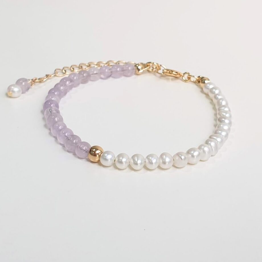 Chain Amethyst + Pearl Crystal Bracelet