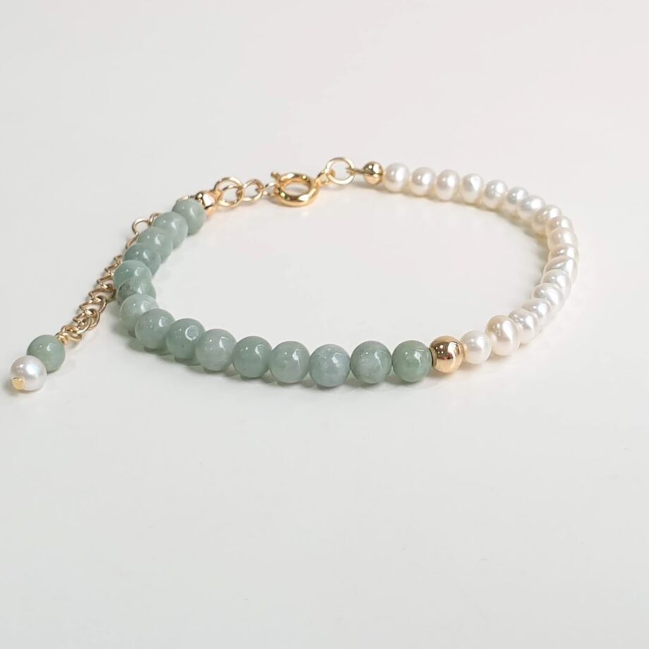 Chain Jade + Pearl Crystal Bracelet