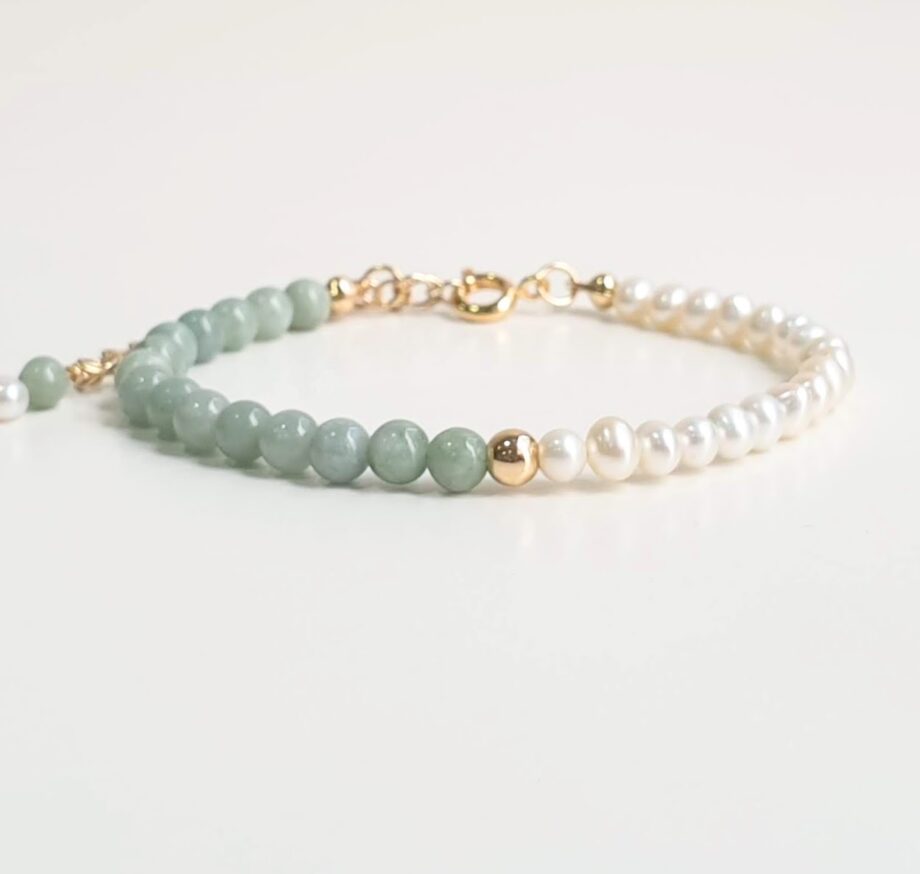 Chain Jade + Pearl Crystal Bracelet