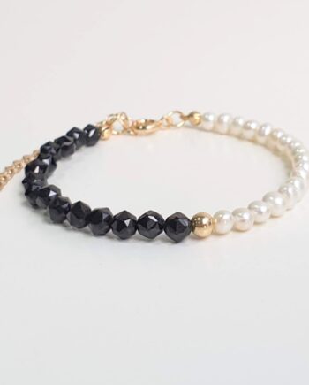Chain Black Spinel + Pearl Crystal Bracelet