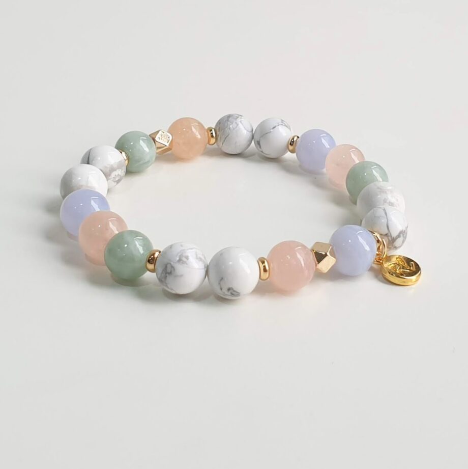 Empower Morganite + Howlite Multi-gem Crystal Bracelet