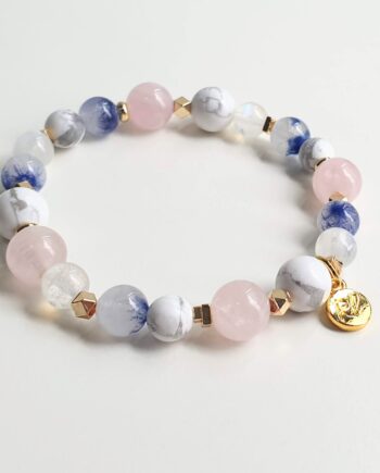 Empower Rose Quartz + Blue Dumortierite Quartz Multi-Gem Crystal Bracelet