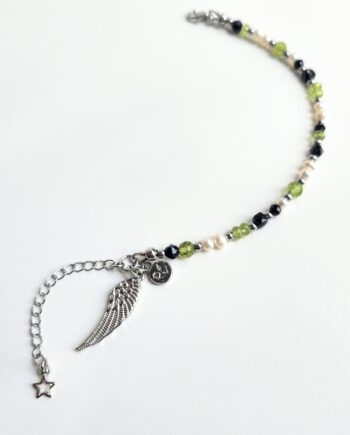 Chain Peridot + Pearl +Spinel Crystal Bracelet