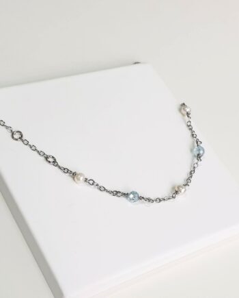 Chain Pearl + Aquamarine Bracelet