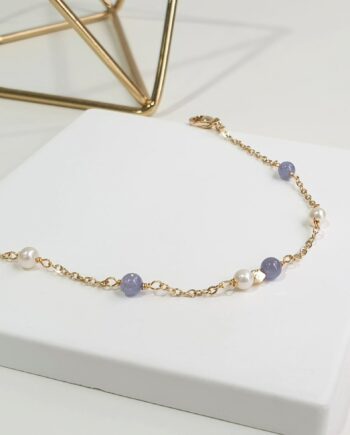 Chain Pearl +Tanzanite Bracelet