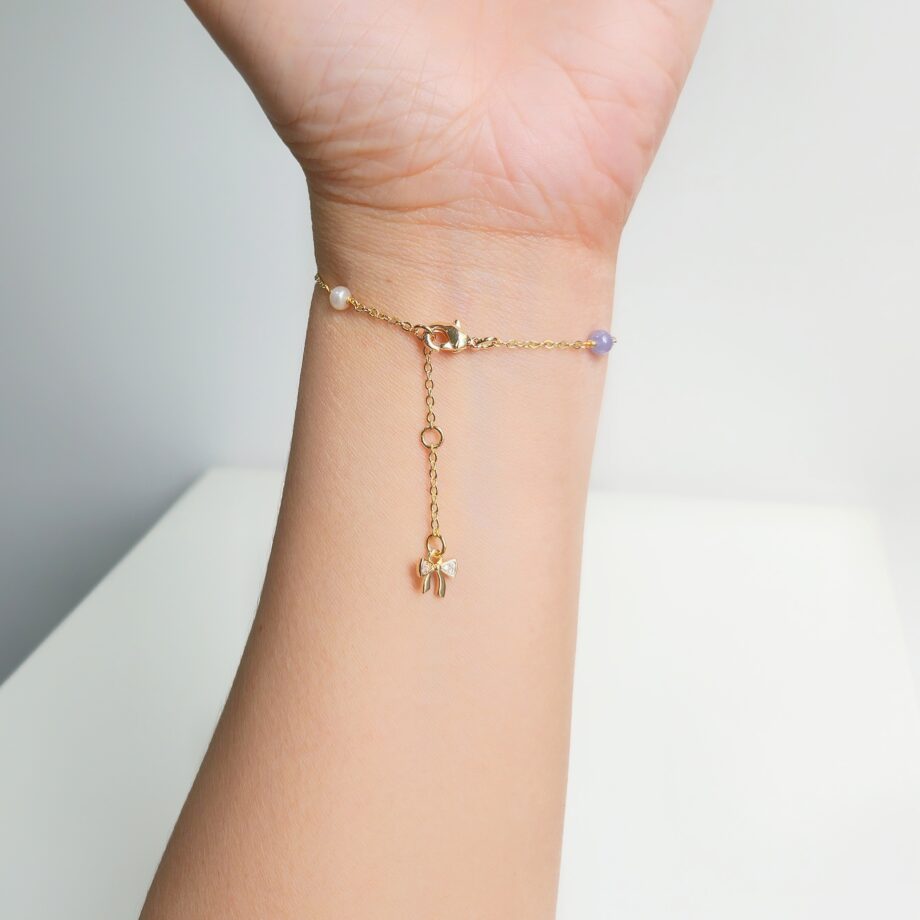 Chain Pearl +Tanzanite Bracelet