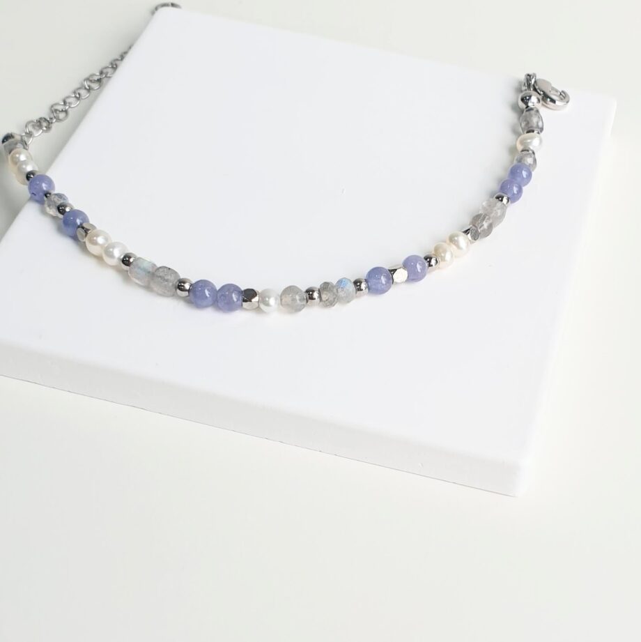 Chain Pearl + Tanzanite + Labradorite Bracelet